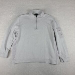 BUGATCHI Sweater Mens‎ 2XL XXL Light Gray Quarter Zip Sweatshirt Cotton Blend